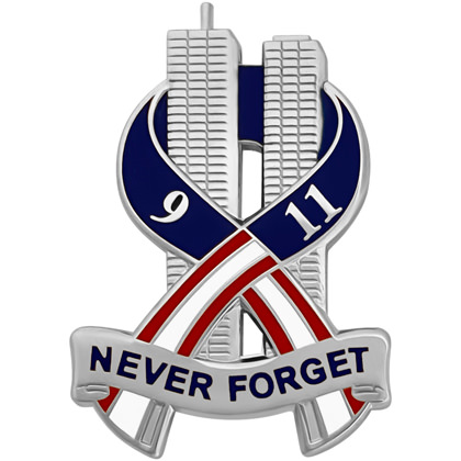 9-11 Never Forget Commemorative Pin - Silver