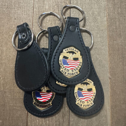 Veteran - United States Air Force Gold - Leather Keychain