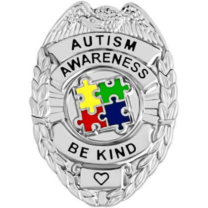 Autism Awareness Police Badge Pin