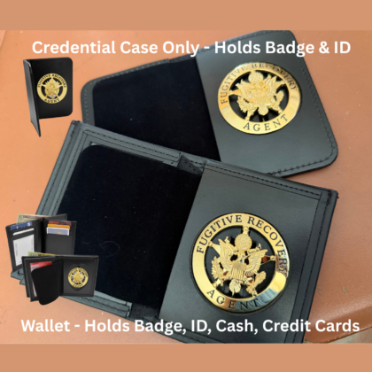 2 Gold FRA Badges - 2 Leather Holders - 2 ID Cards