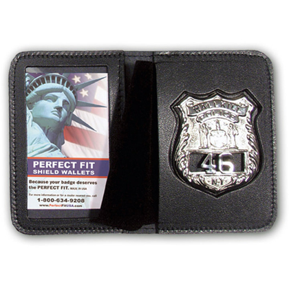 Duty Leather Book Style Round Cut Badge Case - With 1 Custom ID