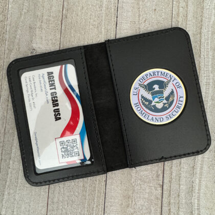 Homeland Security Emblem With Leather Credential Case
