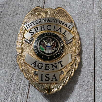 International Special Agent Badge - Gold With Silver Panels