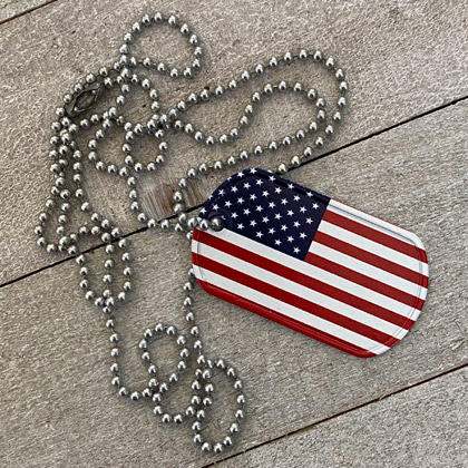 American Flag Patriotic Necklace Military Dog Tag Style With Chain - Agent  Gear USA