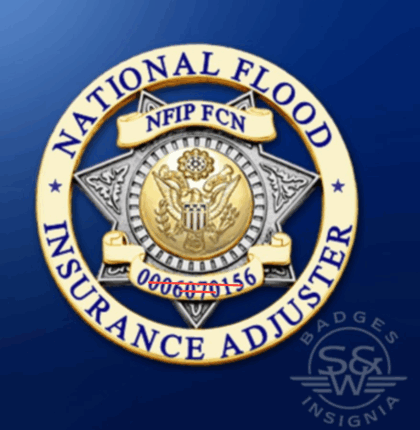 National Flood Insurance Adjuster Badge And Holder
