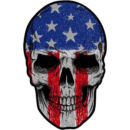 Patriotic Skull Flag Sticker