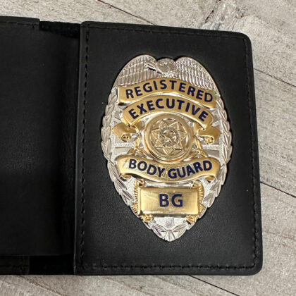 Registered Executive Bodyguard Badge - Silver with Gold Panels