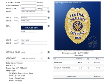 Federal Chaplaincy Task Force Badge