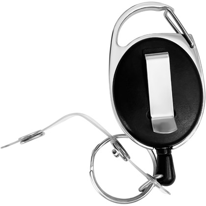 Retractable ID Badge Carabiner Reel Clip With Keychain