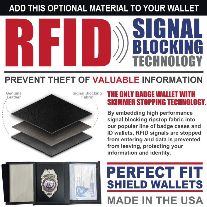 Perfect Fit Police Badge Wallet – RFID Blocking Leather – Black Bi-Fold – Fits Round Badges – USA Made