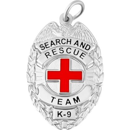 Search And Rescue Team K-9 Badge - Silver