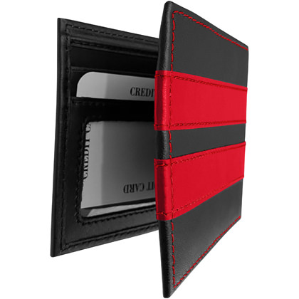 Fame Paris Premium Red Leather Slender Wallet Red Black Wallet