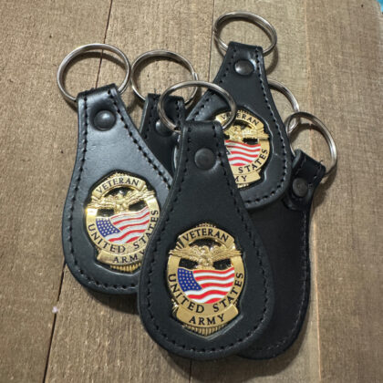 Veteran - United States Army Gold - Leather Keychain