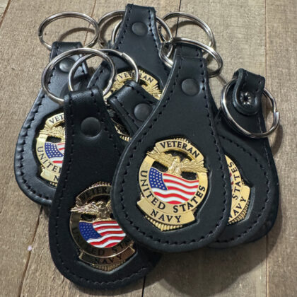 Veteran - United States Navy Gold - Leather Keychain